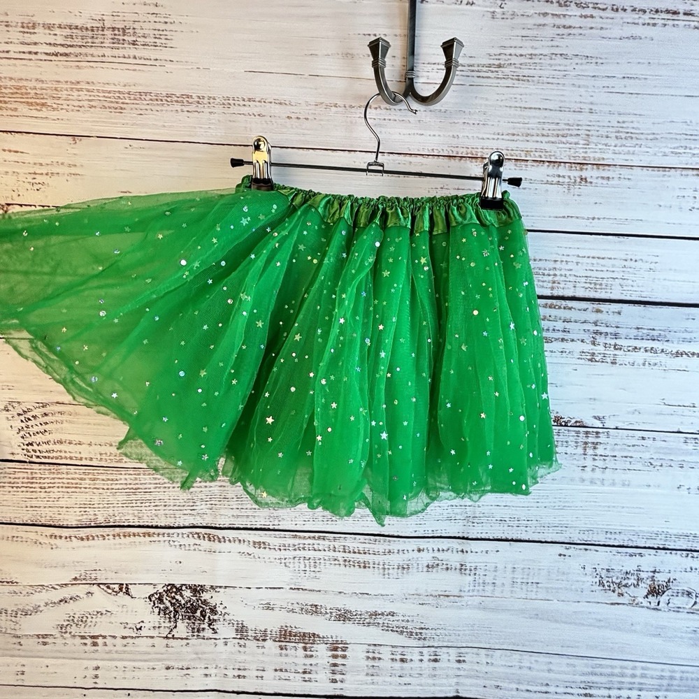 Kelly Green Tulle Skirt‎ Sparkles Tutu Festive Petticoat Whimsical Girl's OSFM